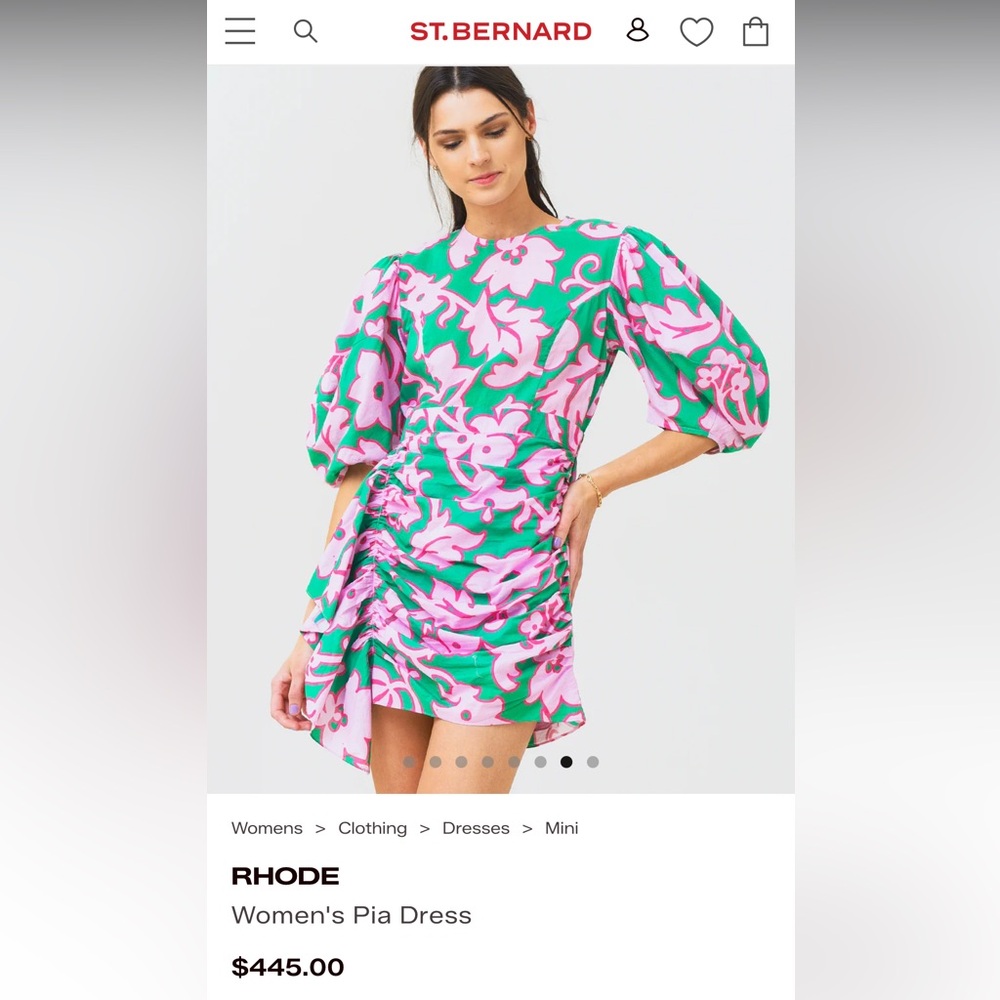 RHODE Pia Mini Dress in Green & Pink Floral